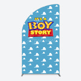 Aperturee - Aperturee Blue Cloud Its A Boy Story Baby Shower Half Moon Arch Backdrop